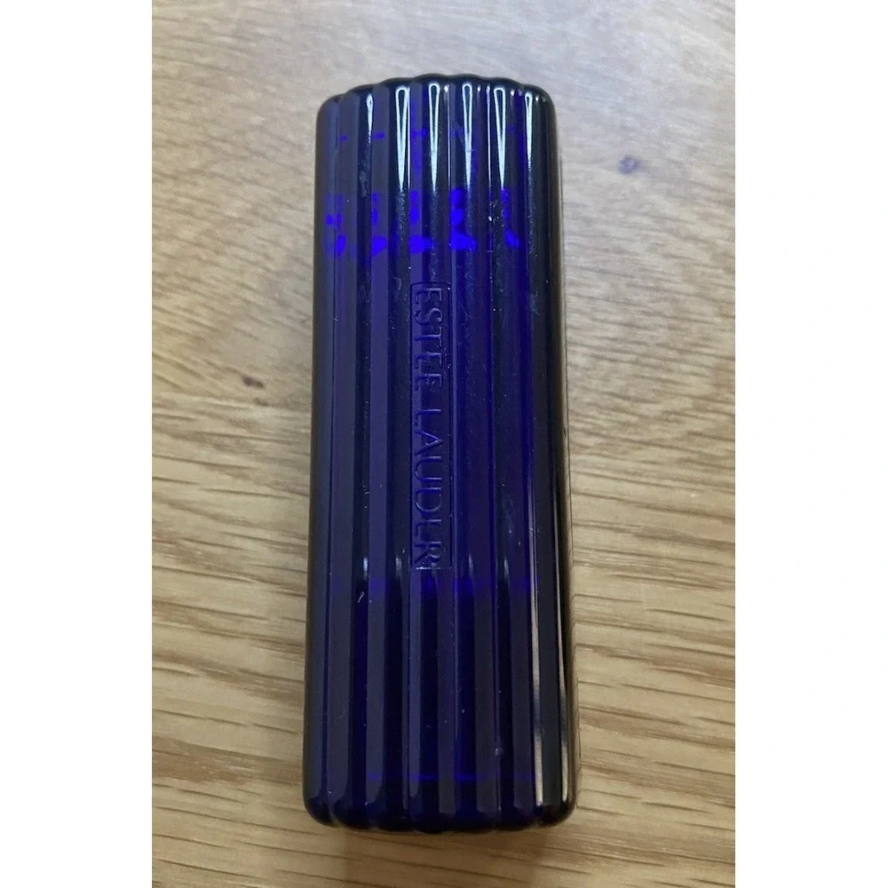 Vintage Estee Lauder Cobalt Blue Full Lipstick Case Mirror Iconic Ribbed‎ Sleek